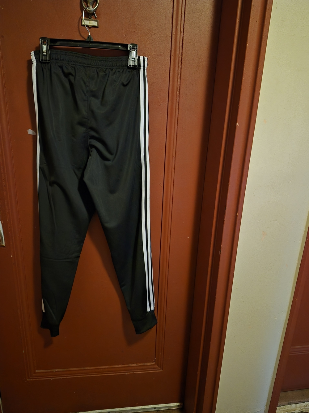 Adidas Boy'' Black Track Pants with Three White Stripes Elastic Waistband Size M - Picture 8 of 13